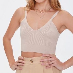 Forever 21 Womens Sweater-Knit Crop Top Camisole Dusty Blue Size Medium